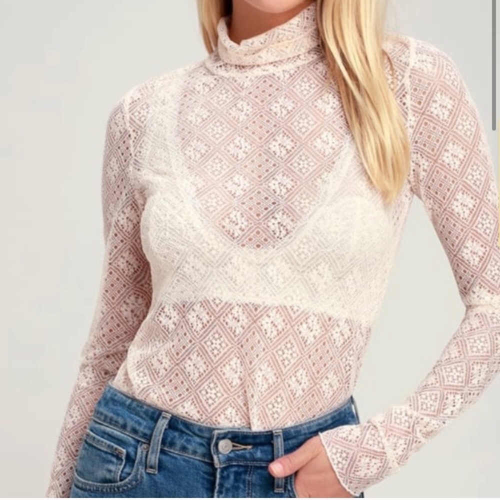 NWT Free people lace mock neck top size XS